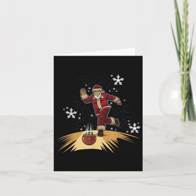 Santa Claus Plays Bowling - Xmas Gift For Your Bow Card (Front)