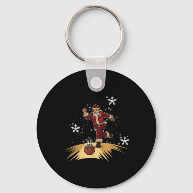 Santa Claus Plays Bowling Xmas Gift For Your Bow T Key Ring (Front)