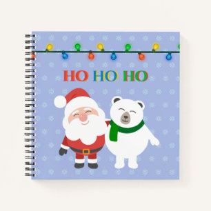 Santa Claus polar bear cute ho ho ho Christmas Notebook