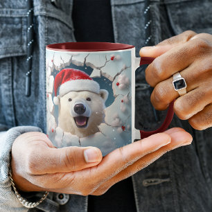 Santa Claus Polar Bear Snow Wall Mug