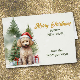 Santa Claus Poodle with Gifts Christmas