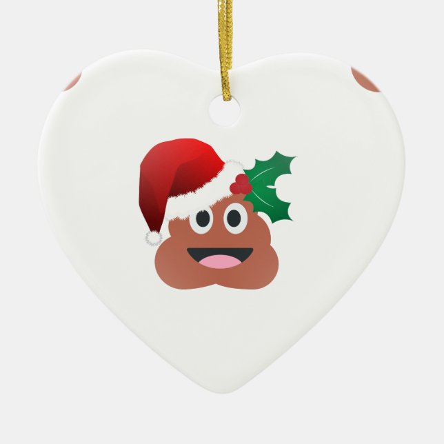 santa claus poop emoji ceramic tree decoration (Front)