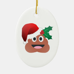 santa claus poop emoji ceramic tree decoration