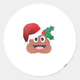 santa claus poop emoji classic round sticker