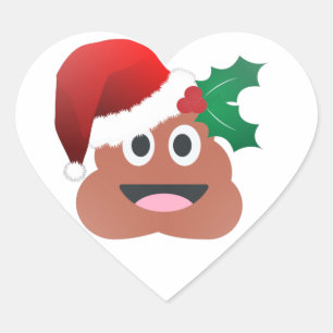 santa claus poop emoji heart sticker