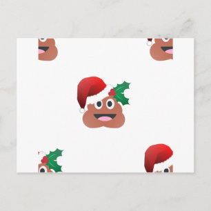 santa claus poop emoji holiday postcard