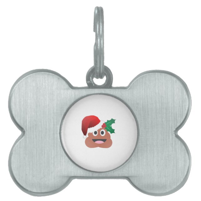 santa claus poop emoji pet name tag (Front)