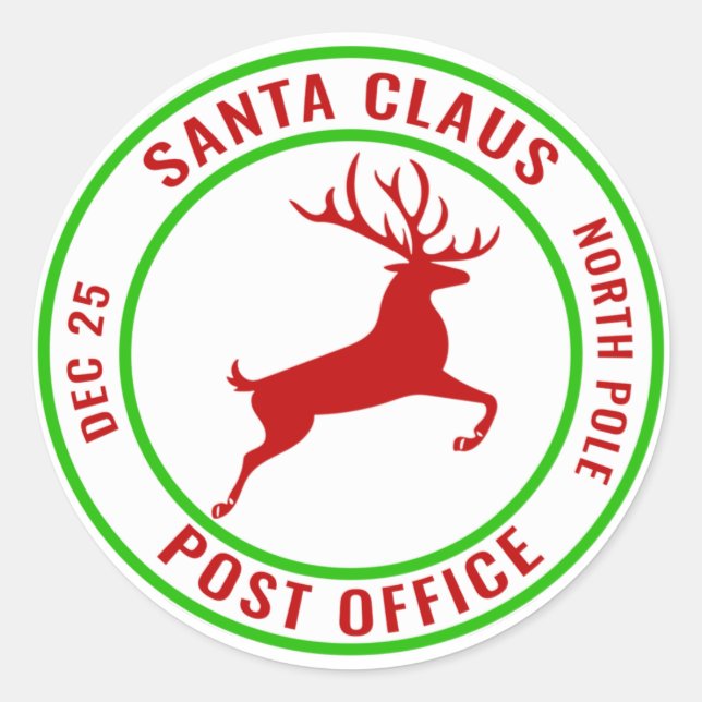 Santa Claus Post Office Classic Round Sticker (Front)