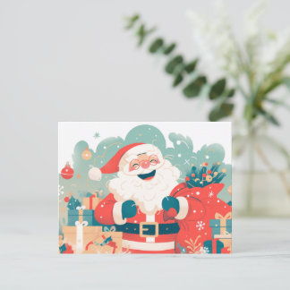 Santa Claus Preparing Christmas Gifts Holiday Postcard