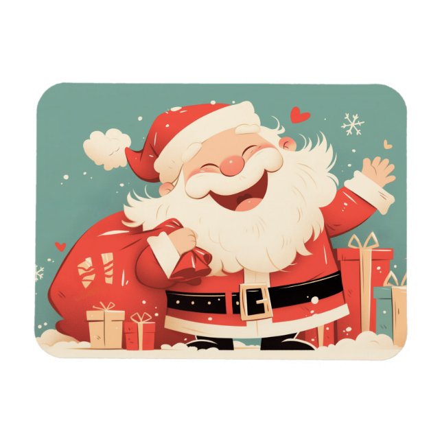 Santa Claus Preparing Christmas Gifts Magnet (Horizontal)