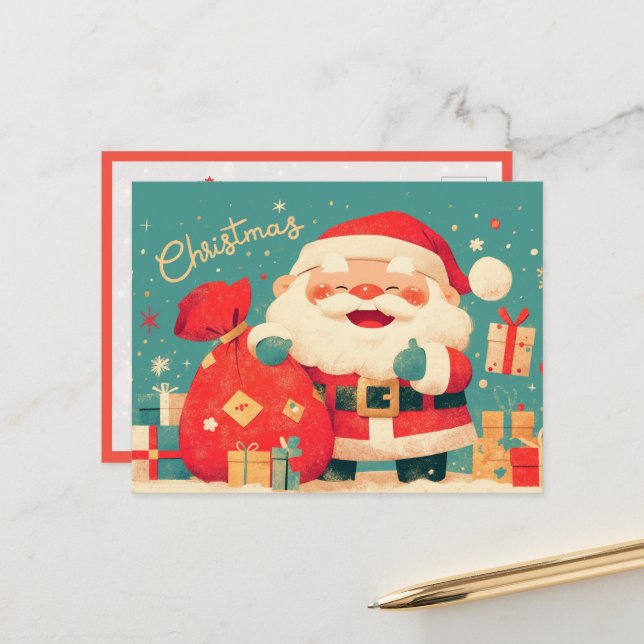 Santa Claus Preparing Christmas Gifts Postcard (Front/Back In Situ)
