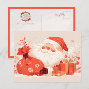 Santa Claus Preparing Christmas Gifts Postcard
