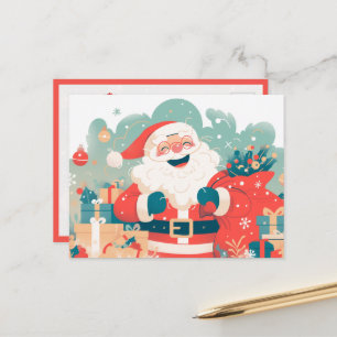 Santa Claus Preparing Christmas Gifts Postcard