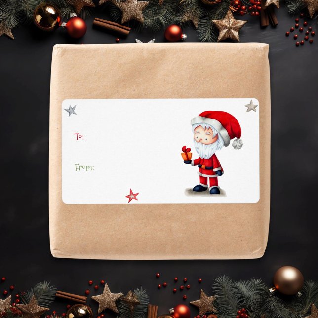 Santa Claus Present Christmas Gift Sticker Label (Creator Uploaded)