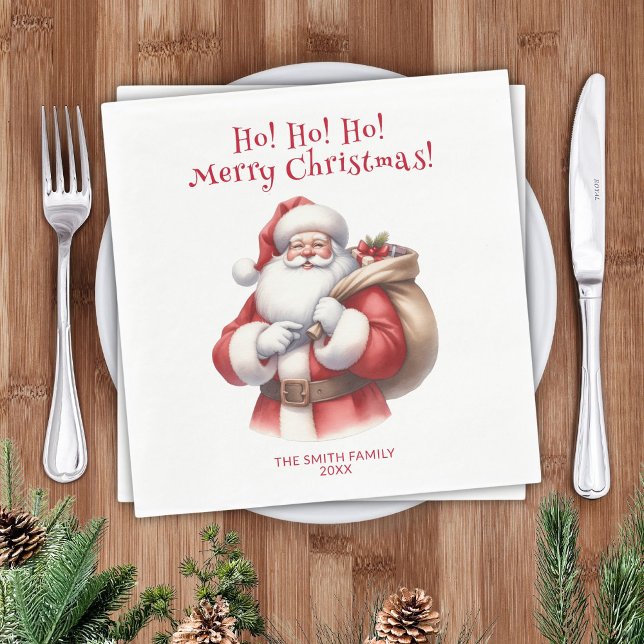 Santa Claus Presents Red Party Napkin (Creator Uploaded)