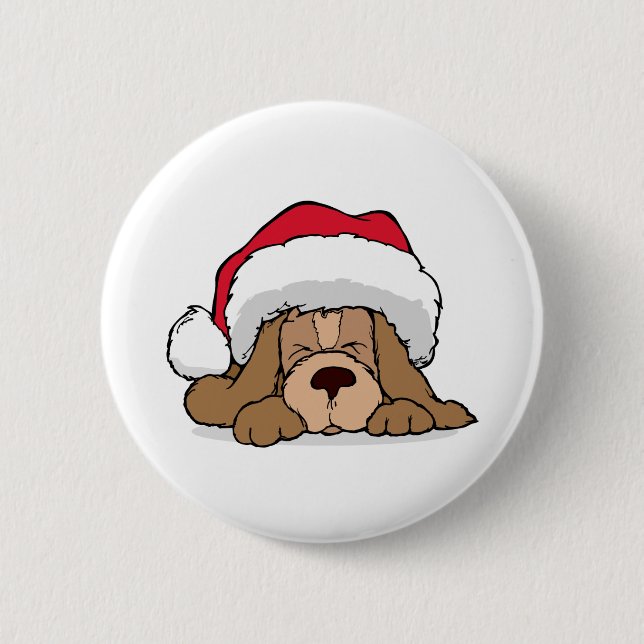 Santa Claus Puppy 6 Cm Round Badge (Front)