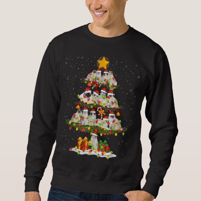 Santa Claus Ragdoll Cat Christmas Tree Decorations Sweatshirt (Front)