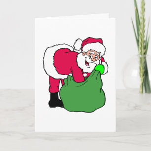 Santa Claus Reaches Into Holidays Pack Christmas Holiday Card