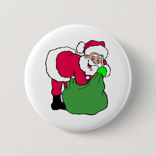 Santa Claus Reaches Into Pack 6 Cm Round Badge