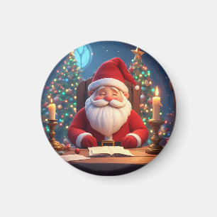 Santa Claus Reading a Book by Candlelight Magnet