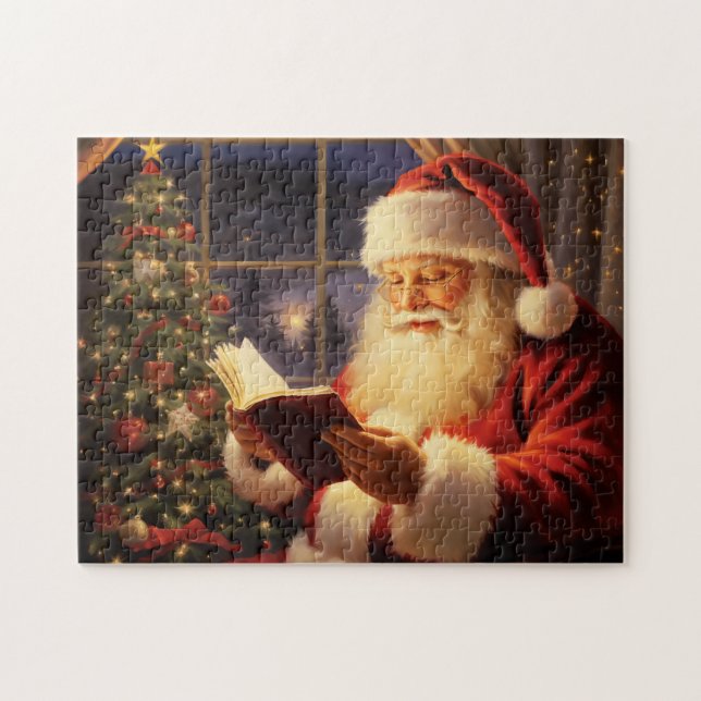 Santa Claus Reading by the Christmas Tree Jigsaw Puzzle (Horizontal)