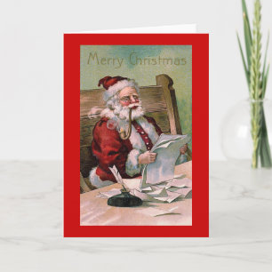 "Santa Claus reading Christmas Letters" Card