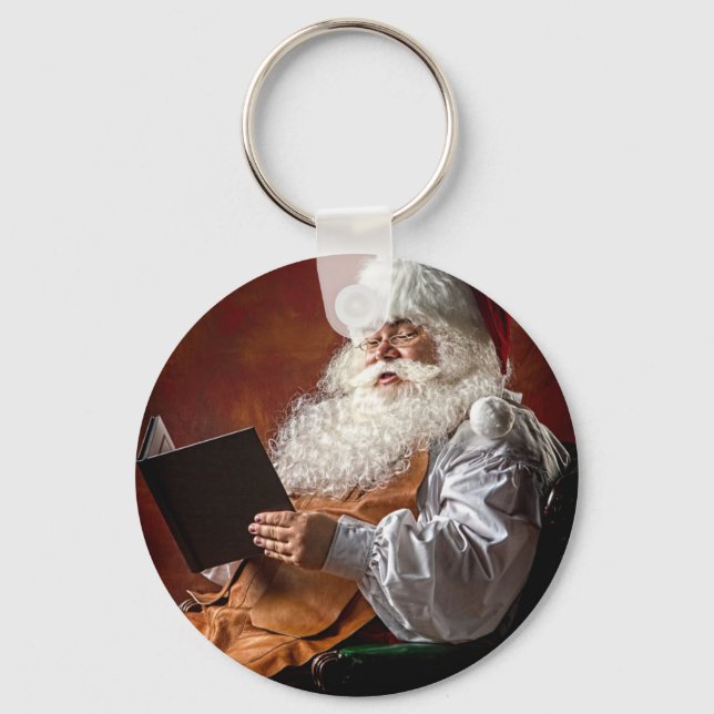 Santa Claus reads book Key Ring (Front)