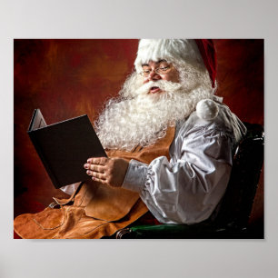 Santa Claus reads book Poster