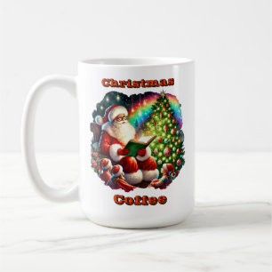 Santa Claus Reads Stories by the Christmas Tree Coffee Mug