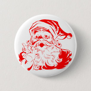 Santa Claus Red and White Christmas 6 Cm Round Badge