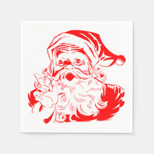 Santa Claus Red and White Christmas Napkin