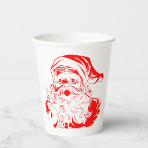 Santa Claus Red and White Christmas Paper Cups
