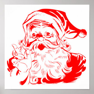 Santa Claus Red and White Christmas Poster