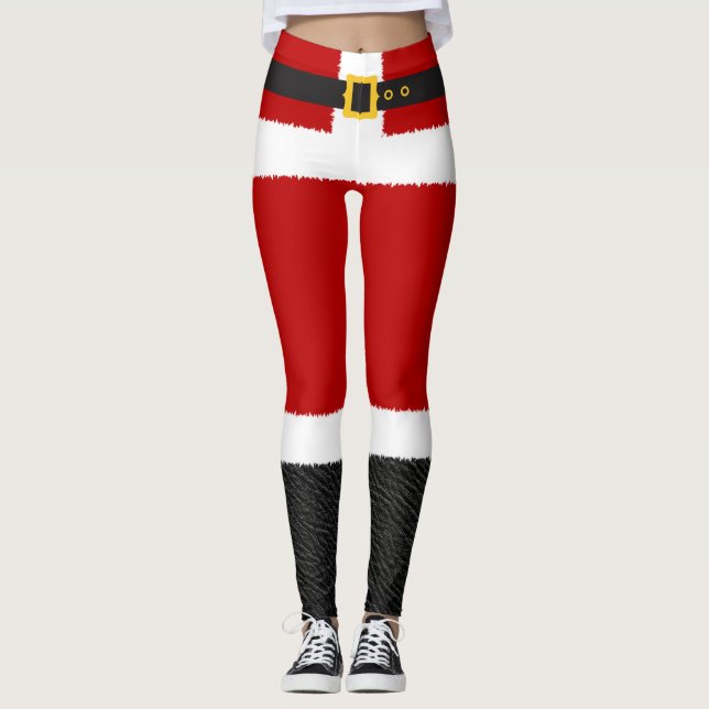 Santa Claus Red Christmas Costume Leggings (Front)