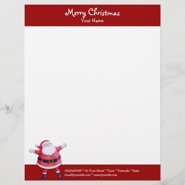Santa Claus red Christmas Letterhead (Front)
