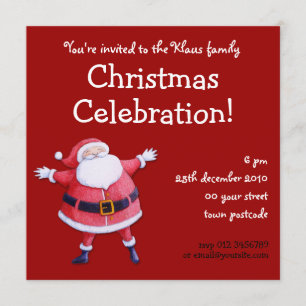 Santa Claus red Christmas Party Invitation
