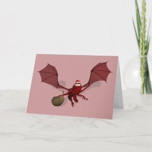 Santa Claus Red Dragon Holiday Card