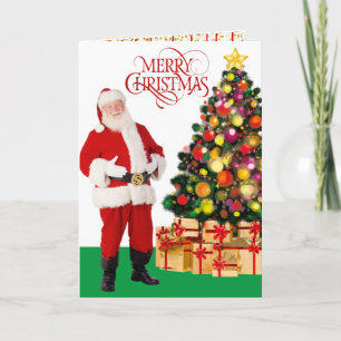Santa Claus Red & Gold Merry Christmas Card
