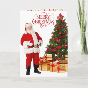 Santa Claus Red & Gold Merry Christmas Card