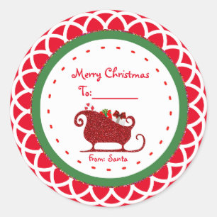 Santa Claus Red Sleigh Christmas Holiday Sticker