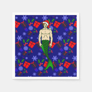 santa claus redhead merman ugly xmas mermaid gifts napkin