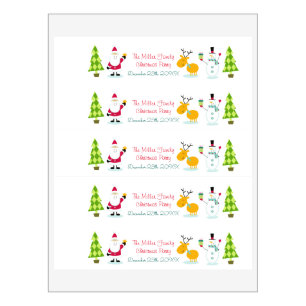 Santa Claus, Reindeer and Snowman Christmas Water Bottle Label
