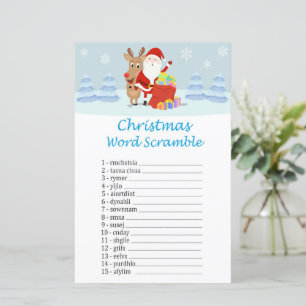 Santa claus reindeer christmas word scramble game