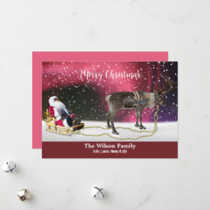 Santa Claus Reindeer Custom Merry Christmas Holiday Card