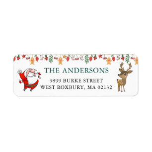 Santa Claus Reindeer Holiday Return Address
