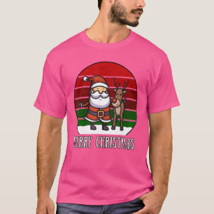 Santa Claus Reindeer Merry Christmas XMas Vintage  T-Shirt
