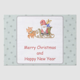 Santa Claus Reindeer Sleigh Custom Christmas Tissue Paper