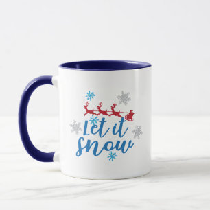Santa Claus Reindeer Sleigh Snowflakes Gift Mug