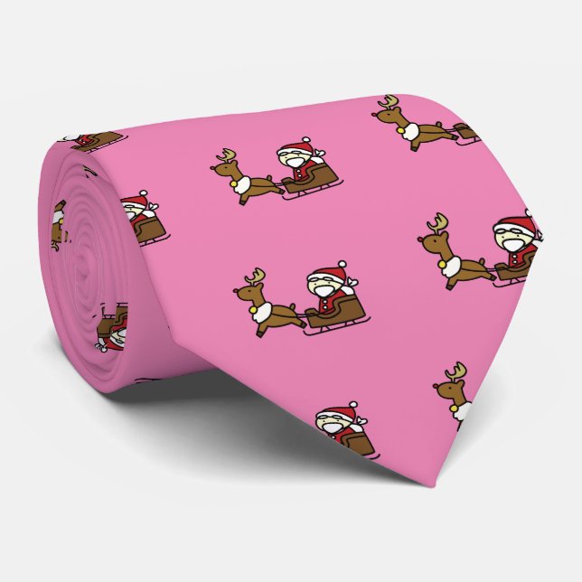 santa claus & reindeer tie (Rolled)
