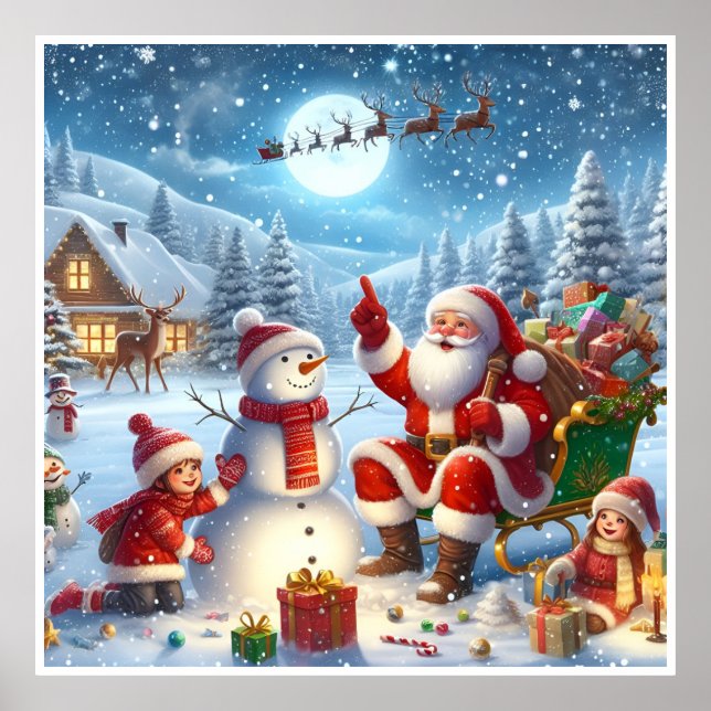 Santa Claus reindeers Value Poster Paper (Matte) (Front)
